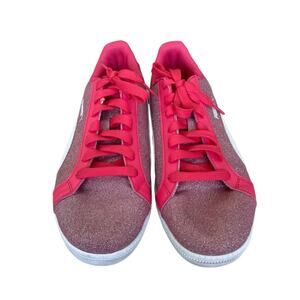 Puma Women's Glitter Lace-up Sneakers Pink and White Size 6.5 Medium